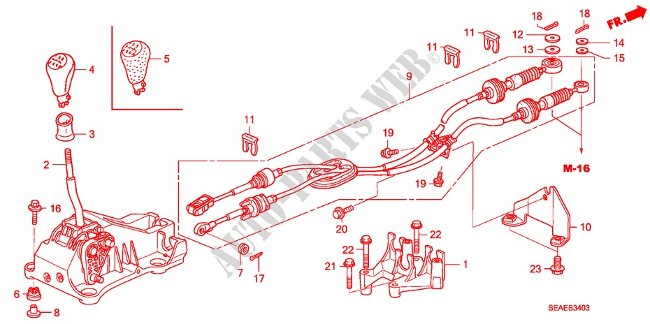 SCHALTHEBEL(DIESEL) (RH) für Honda ACCORD 2.2 EXECUTIVE 4 Türen 6 gang-Schaltgetriebe 2008