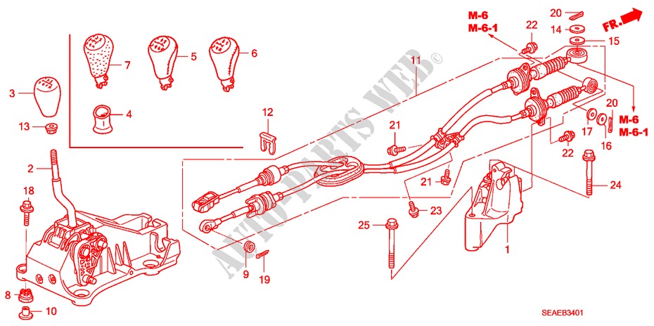 SCHALTHEBEL(RH) für Honda ACCORD 2.0 TYPE S 4 Türen 5 gang-Schaltgetriebe 2008