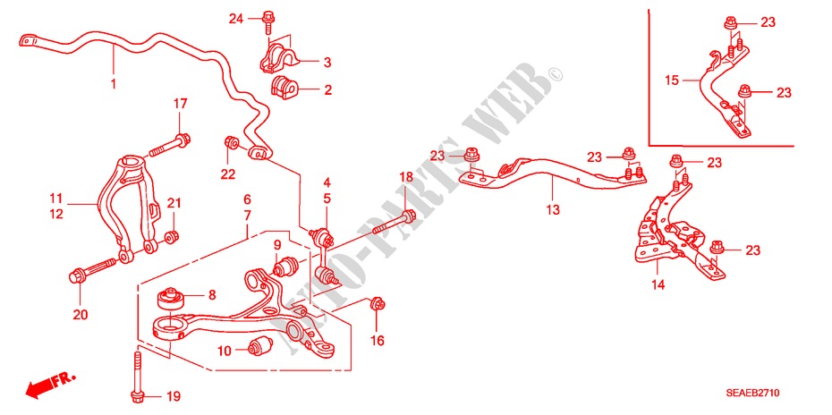 STABILISATOR, VORNE/ UNTERER ARM, VORNE für Honda ACCORD 2.4 TYPE S 4 Türen 5 gang automatikgetriebe 2007