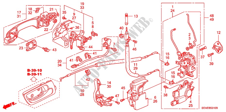 TUERSCHLOESSER, VORNE/AEUSSERER GRIFF für Honda ACCORD 2.4 TYPE S 4 Türen 5 gang automatikgetriebe 2007