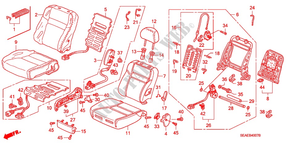 VORDERSITZ(R.)(RH)(2) für Honda ACCORD 2.0 EXECUTIVE 4 Türen 5 gang-Schaltgetriebe 2008