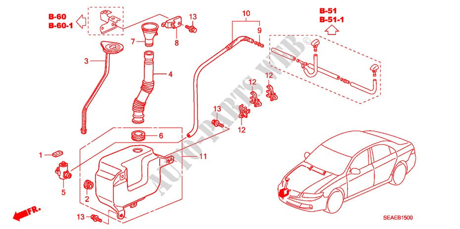 WINDSCHUTZSCHEIBENWASCHER(1) für Honda ACCORD 2.4 TYPE S 4 Türen 5 gang automatikgetriebe 2007