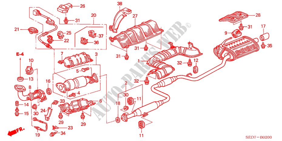 AUSPUFFROHR(2.0L) für Honda ACCORD TOURER 2.0 COMFORT 5 Türen 5 gang-Schaltgetriebe 2003