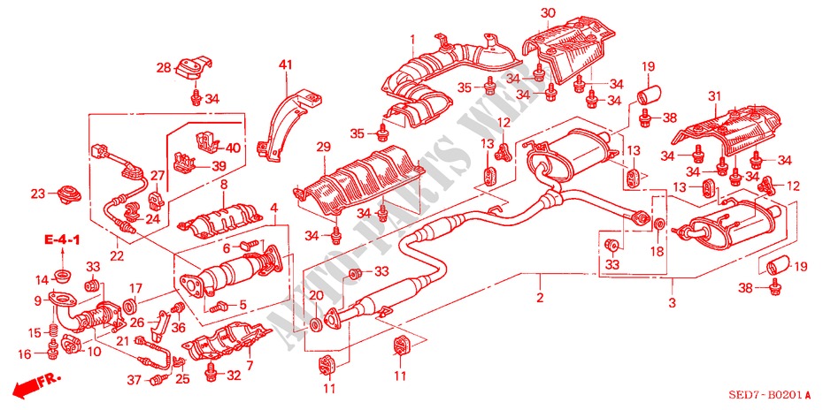 AUSPUFFROHR(2.4L) für Honda ACCORD TOURER 2.4 EXECUTIVE 5 Türen 6 gang-Schaltgetriebe 2003
