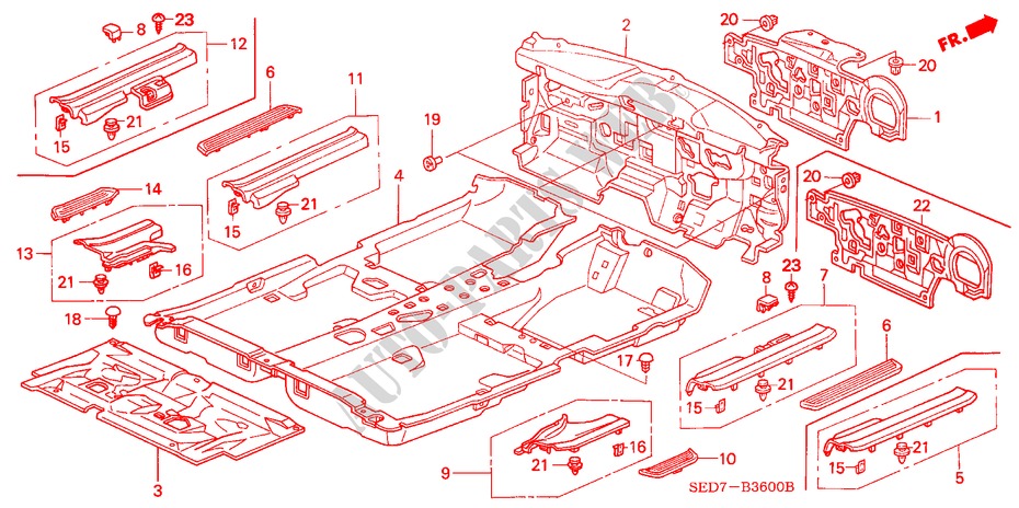 BODENMATTE für Honda ACCORD TOURER 2.0 COMFORT 5 Türen 5 gang-Schaltgetriebe 2004