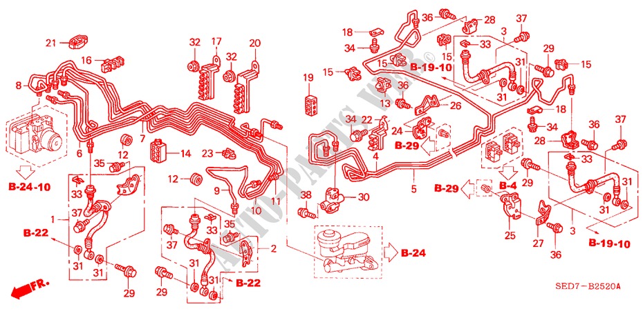 BREMSLEITUNGEN(VSA) (LH) für Honda ACCORD TOURER 2.4 TYPE S 5 Türen 5 gang automatikgetriebe 2004