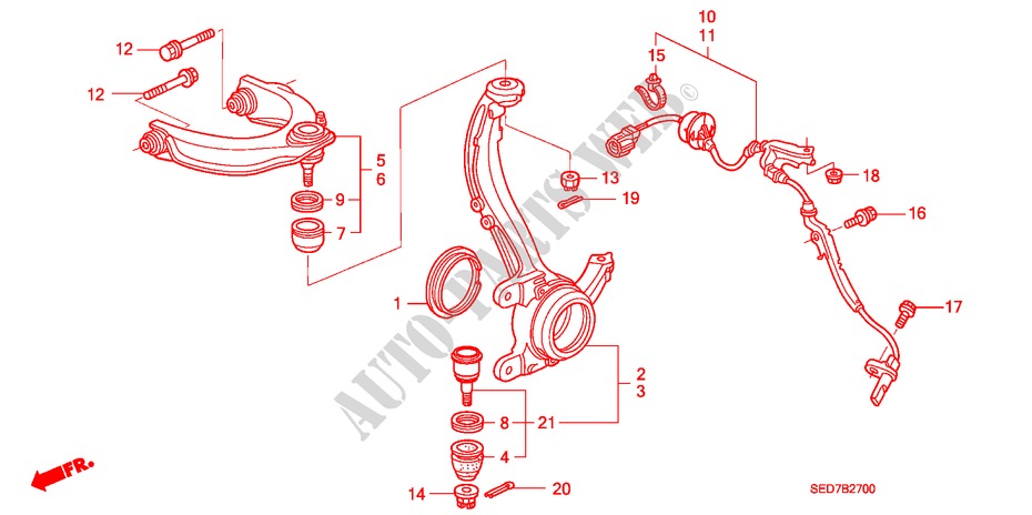 GELENK, VORNE/OBERER ARM für Honda ACCORD TOURER 2.4 TYPE S 5 Türen 5 gang automatikgetriebe 2004