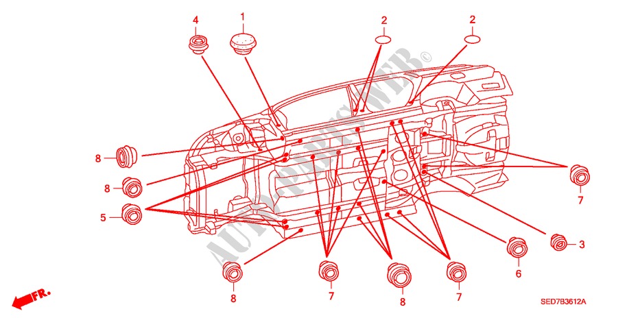 GUMMITUELLE(UNTEN) für Honda ACCORD TOURER 2.0 COMFORT 5 Türen 5 gang-Schaltgetriebe 2003