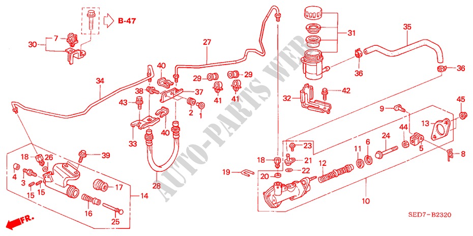 HAUPTKUPPLUNGSZYLINDER (LH) für Honda ACCORD TOURER 2.4 EXECUTIVE 5 Türen 6 gang-Schaltgetriebe 2003
