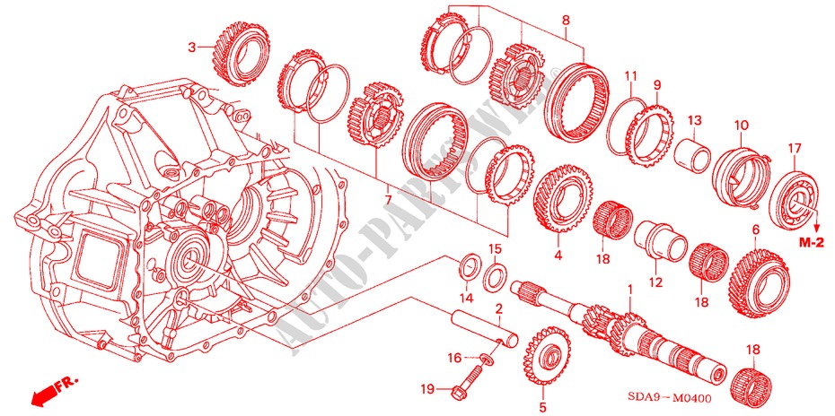 HAUPTWELLE(2.0L)(5MT) für Honda ACCORD TOURER 2.0 COMFORT 5 Türen 5 gang-Schaltgetriebe 2003