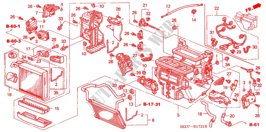 HEIZUNGSEINHEIT(RH) für Honda ACCORD TOURER 2.4 TYPE S 5 Türen 6 gang-Schaltgetriebe 2003
