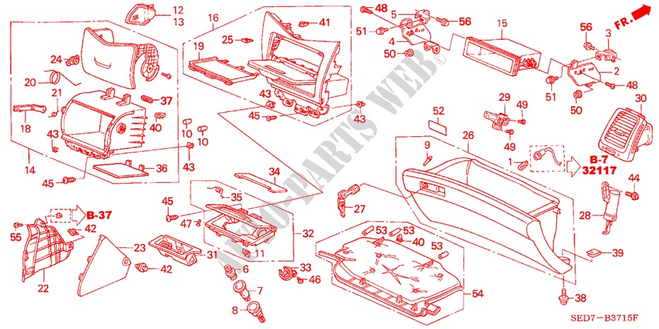 INSTRUMENTENBRETT(BEIFAHRERSEITE) (LH) für Honda ACCORD TOURER 2.0 COMFORT 5 Türen 5 gang-Schaltgetriebe 2003