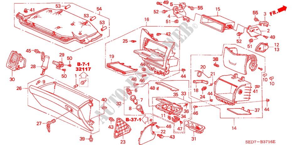 INSTRUMENTENBRETT(BEIFAHRERSEITE) (RH) für Honda ACCORD TOURER 2.0 EXECUTIVE 5 Türen 5 gang-Schaltgetriebe 2004