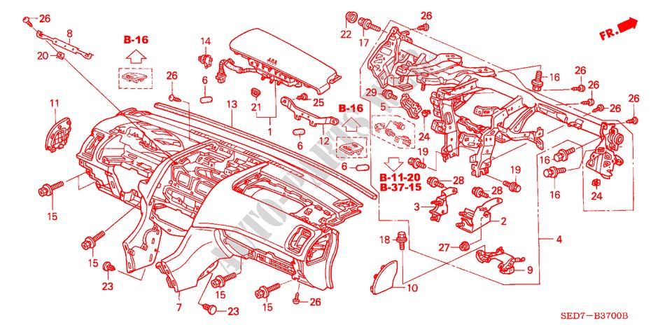 INSTRUMENTENBRETT(LH) für Honda ACCORD TOURER 2.0 SPORT 5 Türen 5 gang-Schaltgetriebe 2003