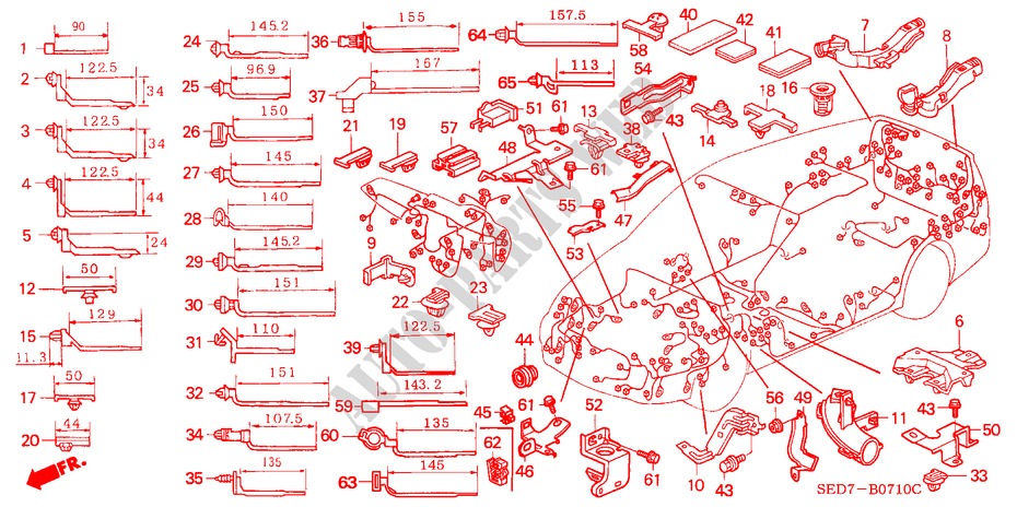 KABELBAUMBAND/BUEGEL(LH) für Honda ACCORD TOURER 2.0 COMFORT 5 Türen 5 gang-Schaltgetriebe 2003