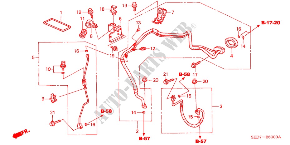 KLIMAANLAGE(SCHLAEUCHE/LEITYNGEN) (LH) für Honda ACCORD TOURER 2.4 EXECUTIVE 5 Türen 6 gang-Schaltgetriebe 2003