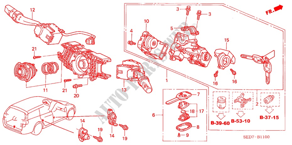 KOMBISCHALTER(LH) für Honda ACCORD TOURER 2.0 COMFORT 5 Türen 5 gang-Schaltgetriebe 2003