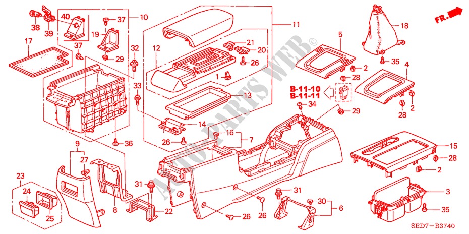 KONSOLE für Honda ACCORD TOURER 2.4 TYPE S 5 Türen 6 gang-Schaltgetriebe 2003