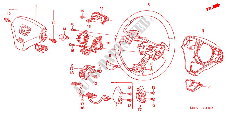 LENKRAD(SRS) für Honda ACCORD TOURER 2.4 TYPE S 5 Türen 6 gang-Schaltgetriebe 2003