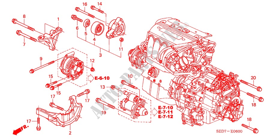 MOTORHALTERUNG für Honda ACCORD TOURER 2.0 COMFORT 5 Türen 5 gang-Schaltgetriebe 2003
