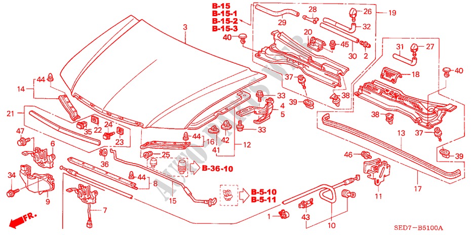 MOTORHAUBE(LH) für Honda ACCORD TOURER 2.0 COMFORT 5 Türen 5 gang-Schaltgetriebe 2003