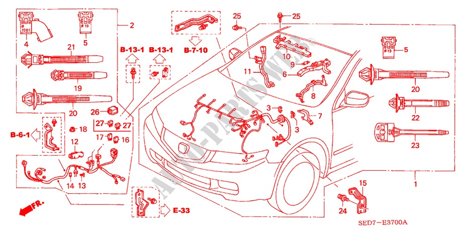 MOTORKABELBAUM(LH) (DIESEL) für Honda ACCORD TOURER 2.2 EXECUTIVE 5 Türen 5 gang-Schaltgetriebe 2004
