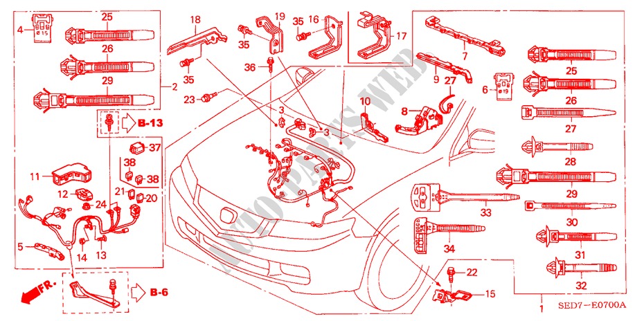MOTORKABELBAUM(LH) für Honda ACCORD TOURER 2.4 TYPE S 5 Türen 5 gang automatikgetriebe 2004