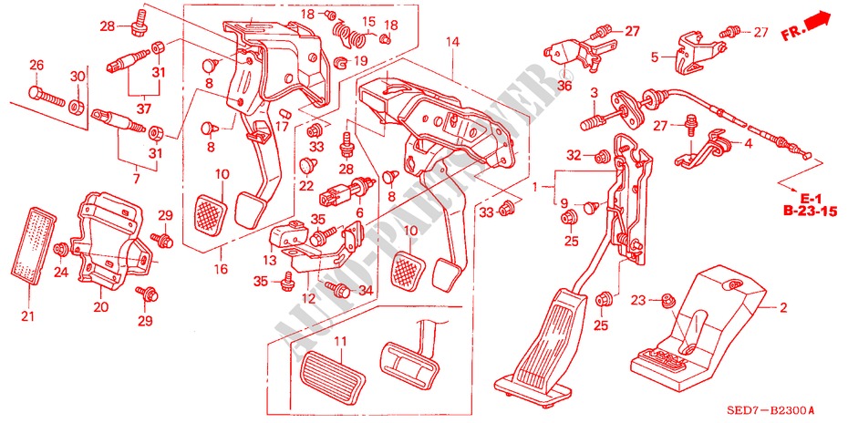 PEDAL(LH) für Honda ACCORD TOURER 2.4 EXECUTIVE 5 Türen 5 gang automatikgetriebe 2004