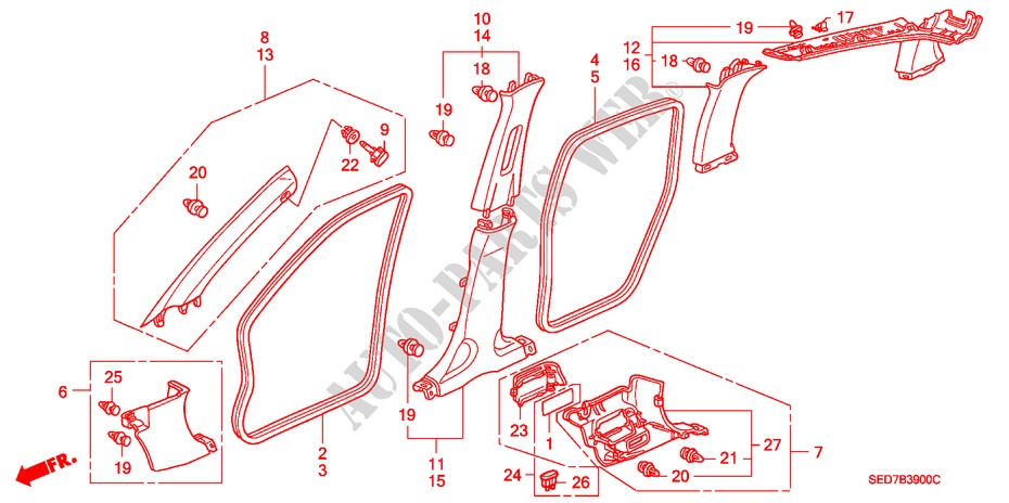 SAEULENZIERSTUECK(LH) für Honda ACCORD TOURER 2.0 COMFORT 5 Türen 5 gang-Schaltgetriebe 2003
