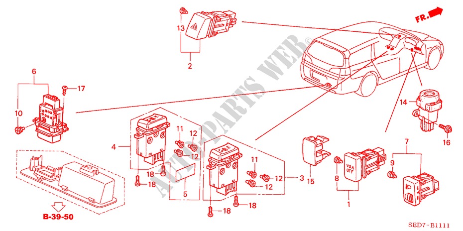 SCHALTER(RH) für Honda ACCORD TOURER 2.4 TYPE S 5 Türen 6 gang-Schaltgetriebe 2003