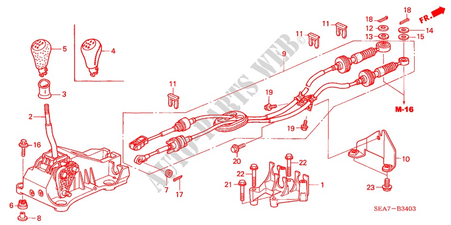SCHALTHEBEL(DIESEL) (RH) für Honda ACCORD TOURER 2.2 EXECUTIVE 5 Türen 5 gang-Schaltgetriebe 2005