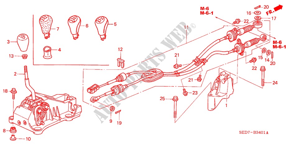SCHALTHEBEL(RH) für Honda ACCORD TOURER 2.4 TYPE S 5 Türen 6 gang-Schaltgetriebe 2003