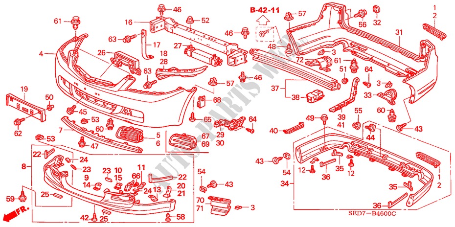 STOSSFAENGER für Honda ACCORD TOURER 2.0 EXECUTIVE 5 Türen 5 gang-Schaltgetriebe 2003