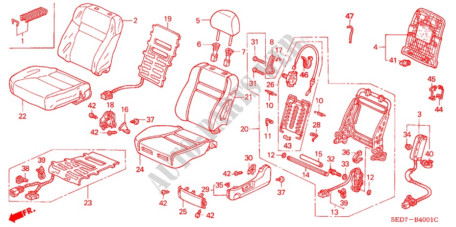 VORDERSITZ(L.)(LH)(2) für Honda ACCORD TOURER 2.4 EXECUTIVE 5 Türen 6 gang-Schaltgetriebe 2003