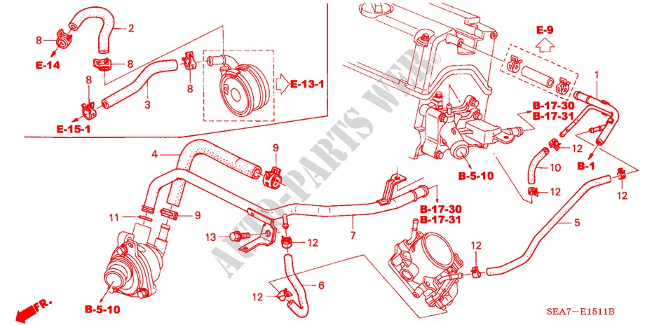 WASSERSCHLAUCH(2.4L) für Honda ACCORD TOURER 2.4 TYPE S 5 Türen 6 gang-Schaltgetriebe 2003