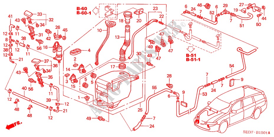 WINDSCHUTZSCHEIBENWASCHER(2) für Honda ACCORD TOURER 2.0 EXECUTIVE 5 Türen 5 gang-Schaltgetriebe 2003
