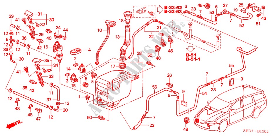 WINDSCHUTZSCHEIBENWASCHER (DIESEL) (4) für Honda ACCORD TOURER 2.2 EXECUTIVE 5 Türen 5 gang-Schaltgetriebe 2004