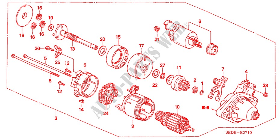 ANLASSER(DENSO) für Honda ACCORD TOURER 2.4 EXECUTIVE 5 Türen 6 gang-Schaltgetriebe 2006