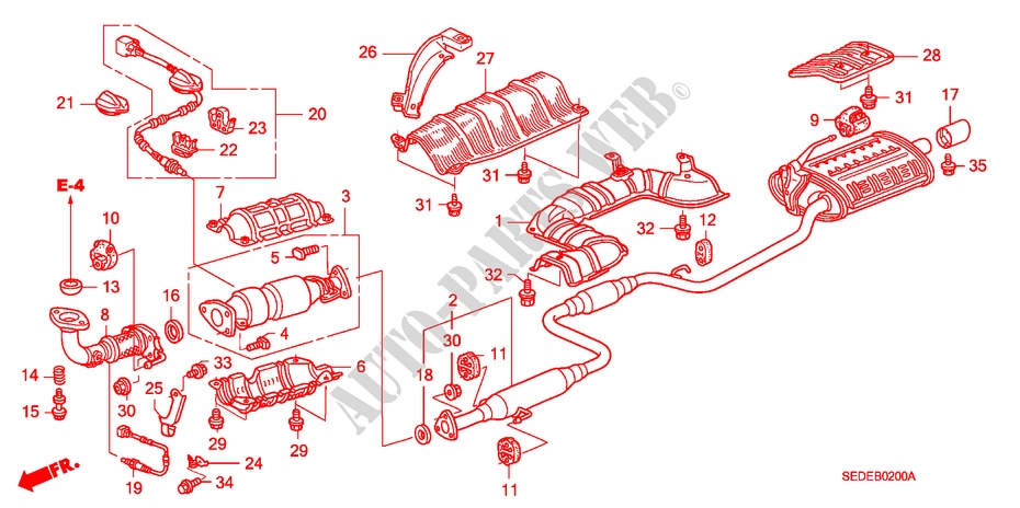 AUSPUFFROHR(2.0L) für Honda ACCORD TOURER 2.0 SPORT 5 Türen 5 gang-Schaltgetriebe 2007
