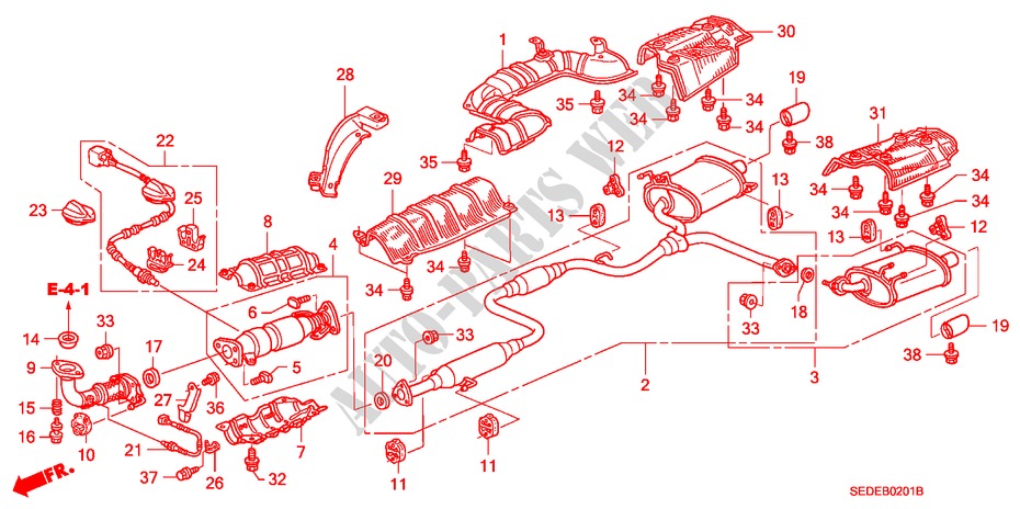 AUSPUFFROHR(2.4L) für Honda ACCORD TOURER 2.4 TYPE S 5 Türen 6 gang-Schaltgetriebe 2007