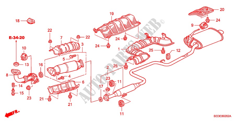 AUSPUFFROHR(DIESEL) für Honda ACCORD TOURER 2.2 SPORT 5 Türen 6 gang-Schaltgetriebe 2006
