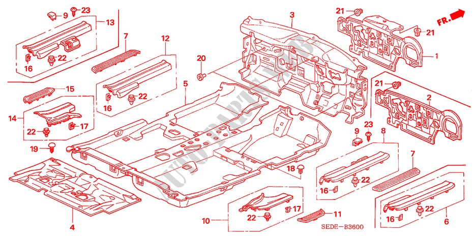 BODENMATTE für Honda ACCORD TOURER 2.2 SPORT 5 Türen 6 gang-Schaltgetriebe 2006