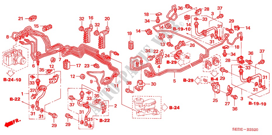 BREMSLEITUNGEN(VSA) (LH) (1) für Honda ACCORD TOURER 2.4 EXECUTIVE 5 Türen 6 gang-Schaltgetriebe 2006