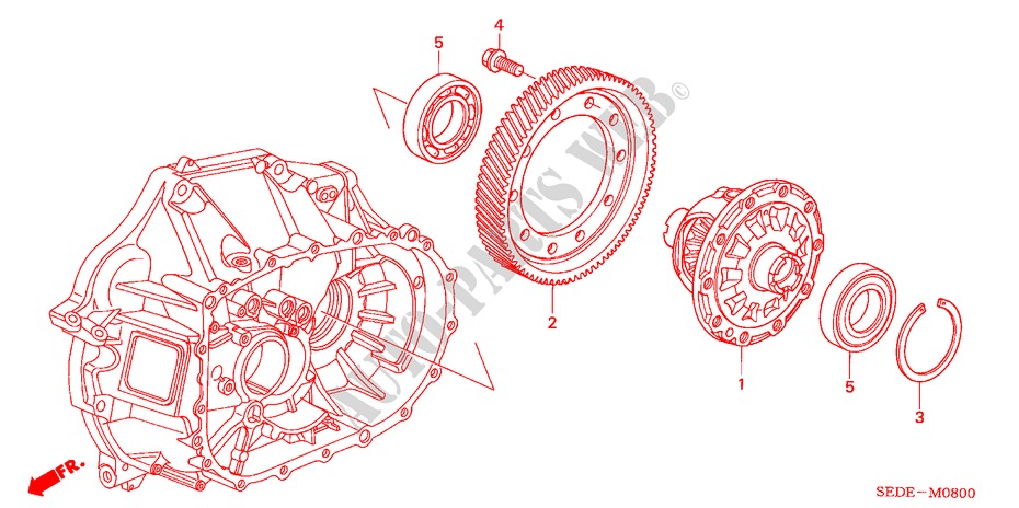 DIFFERENTIAL für Honda ACCORD TOURER 2.4 TYPE S 5 Türen 6 gang-Schaltgetriebe 2007