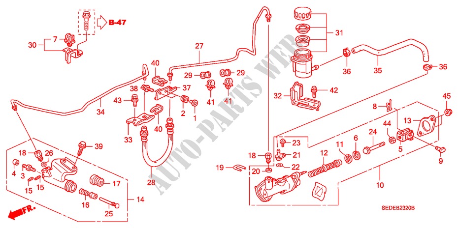 HAUPTKUPPLUNGSZYLINDER (LH) für Honda ACCORD TOURER 2.4 EXECUTIVE 5 Türen 6 gang-Schaltgetriebe 2006
