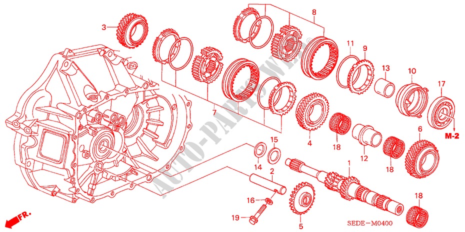 HAUPTWELLE(2.0L)(5MT) für Honda ACCORD TOURER 2.0 SPORT 5 Türen 5 gang-Schaltgetriebe 2007