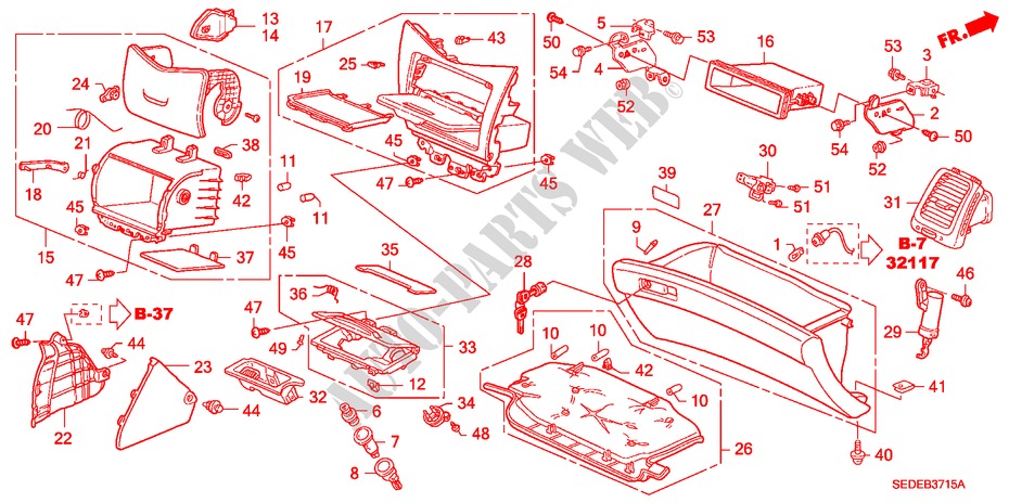 INSTRUMENTENBRETT(BEIFAHRERSEITE) (LH) für Honda ACCORD TOURER 2.0 EXECUTIVE 5 Türen 5 gang-Schaltgetriebe 2006