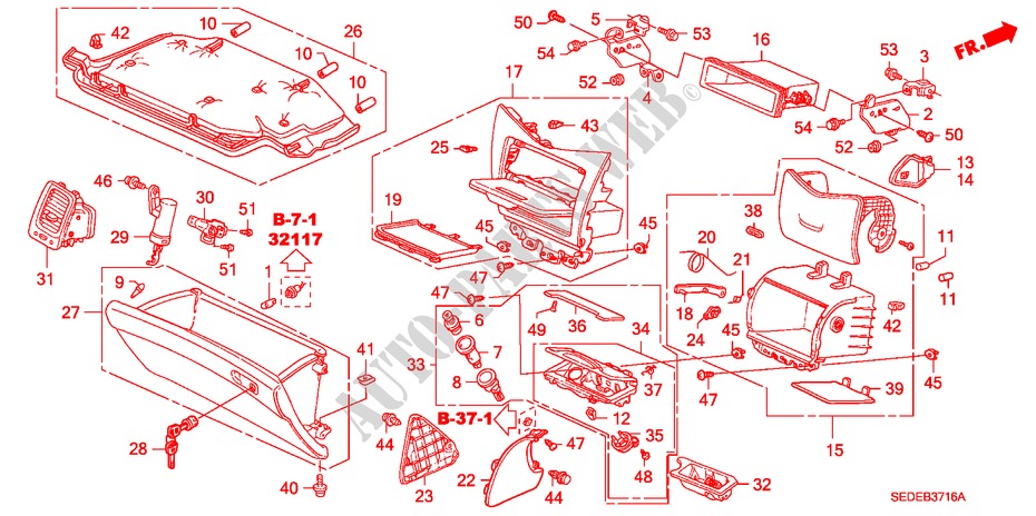 INSTRUMENTENBRETT(BEIFAHRERSEITE) (RH) für Honda ACCORD TOURER 2.4 TYPE S 5 Türen 6 gang-Schaltgetriebe 2007