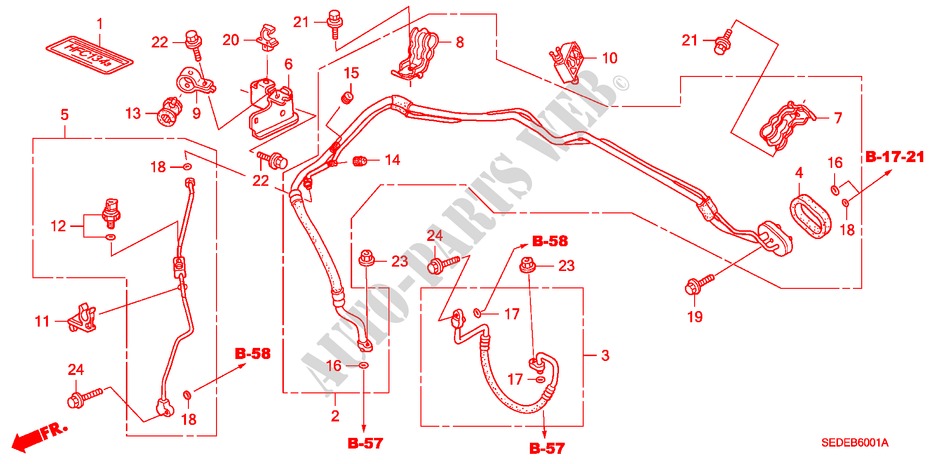 KLIMAANLAGE(SCHLAEUCHE/LEITUNGEN) (RH) für Honda ACCORD TOURER 2.4 TYPE S 5 Türen 6 gang-Schaltgetriebe 2007