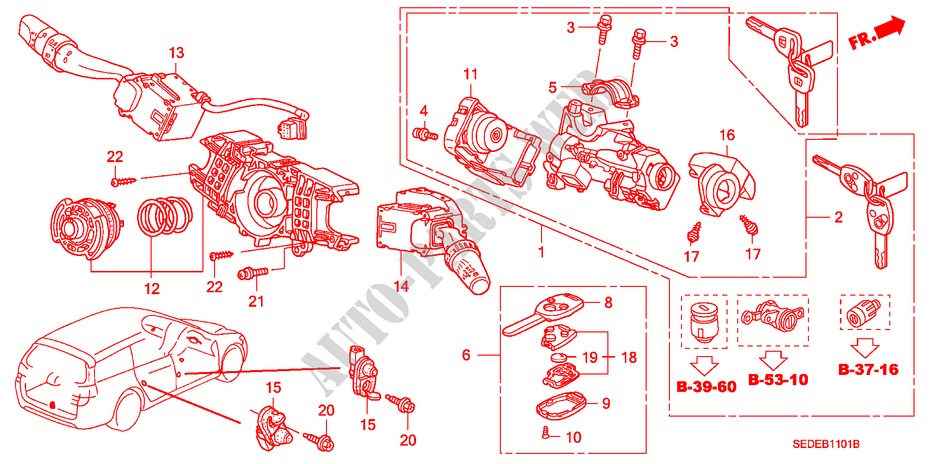 KOMBISCHALTER(RH) für Honda ACCORD TOURER 2.4 TYPE S 5 Türen 6 gang-Schaltgetriebe 2007